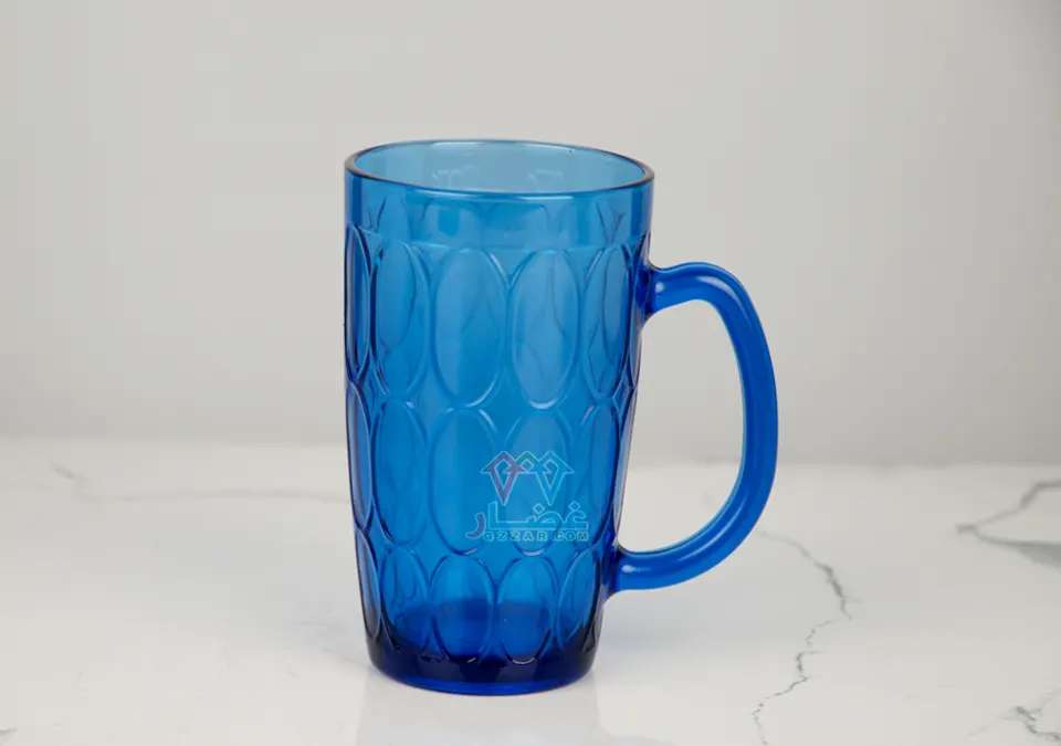 كاس حليب ازرق كاس حليب زجاج - الصورة 1